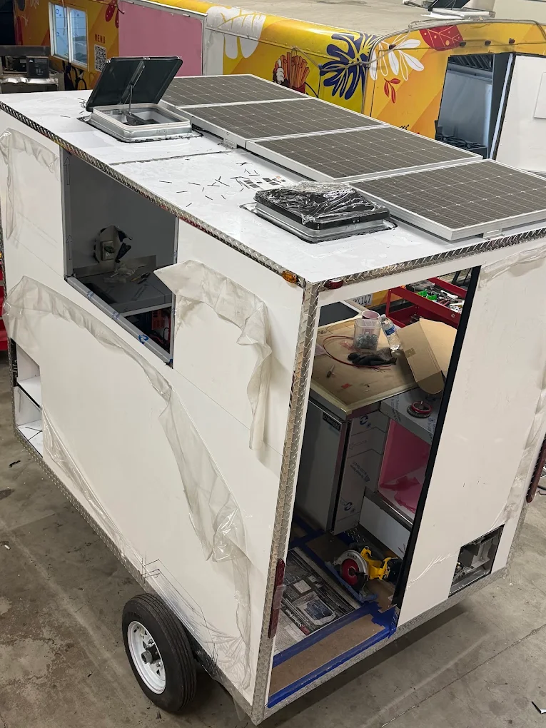 Solar panel food cart build in progress