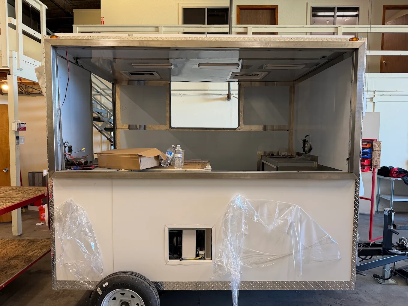 Serving window cutout during build