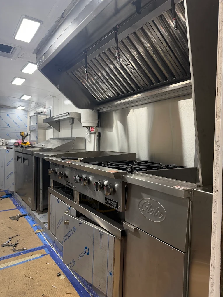 Commercial range and hood installation